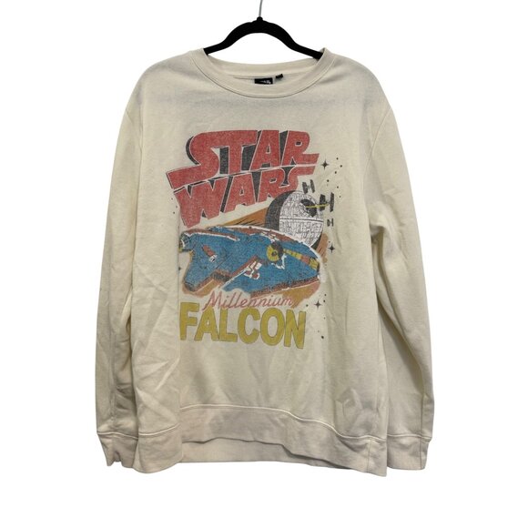 Star Wars Millennium Falcon Graphic Sweatshirt Men’s Large White Crewneck - Picture 1 of 6
